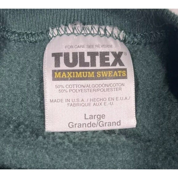 Vintage 90s Tultex Christmas Sweatshirt Googly Eyes Bear Green L Made in USA - Picture 3 of 4